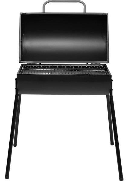 Kapaklı Kömürlü Mangal Barbekü Krom Kaplama Izgara 77x84x26 cm