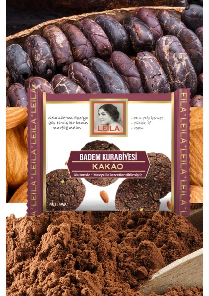 Leila Duble Kakao Badem Unu Kurabiyesi 40 gr x 2 Adet fırsatları