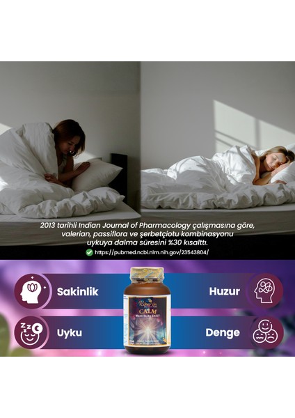 Calm Passiflora, Safran, 5-Htp, Valerian, 9 İçerik (30 Günlük) 30 Kapsül fırsatları
