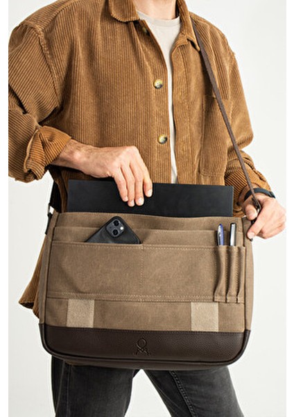 Mega 418 Unısex Kanvas Postacı Çantası Askılı Çanta Omuz Çanta Toprak-Kahve modelleri