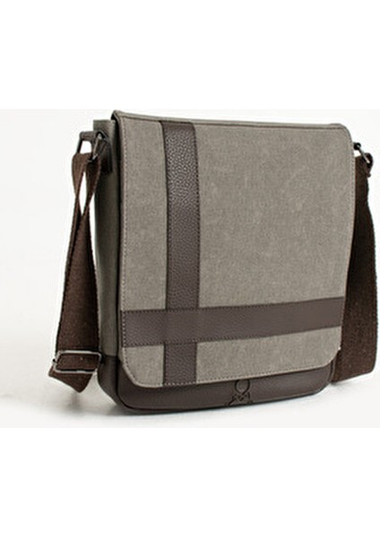 Mega 417 Unısex Kanvas Postacı Çantası Askılı Çanta Omuz Çanta Gri-Kahve fırsatları