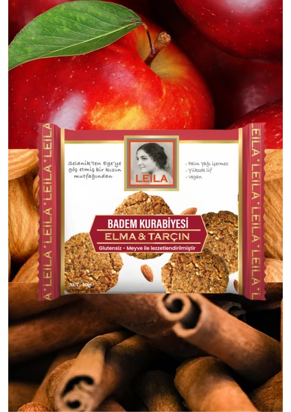Leila Elma & Tarçın Badem Kurabiyesi 40gr x 2 Adet