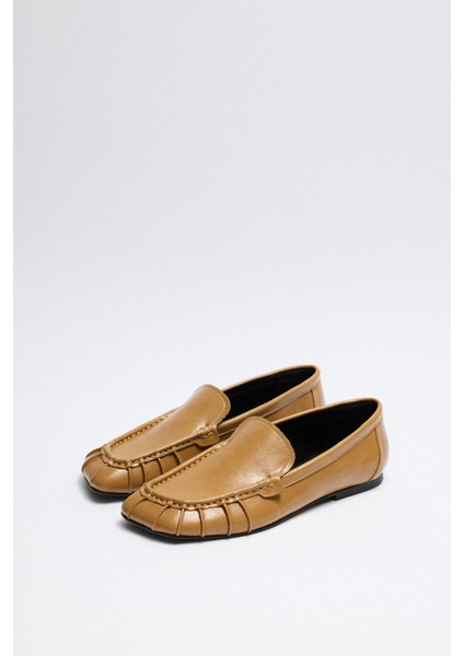 Loafer 2509 - Büzgülü Karamel Kadın Loafer fiyatları
