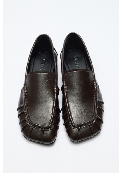 Loafer 2509 - Büzgülü Acı Kahve Kadın Loafer