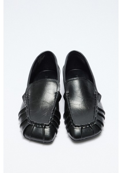 Loafer 2509 - Büzgülü Siyah Kadın Loafer indirimleri