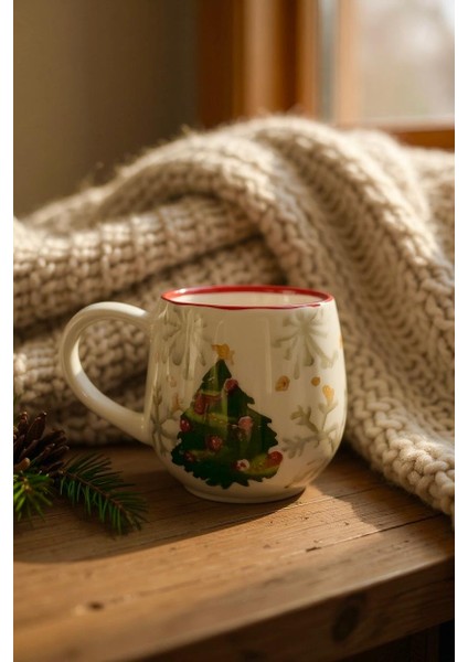 Yılbaşı Ağaç Desenli Kupa 9,5 x 7,5 cm - Seramik - Handmade fiyatları