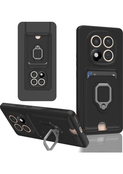 Xiaomi Redmi Note 14 Pro Plus Kılıf Zuma Kartvizitli Yüzüklü Silikon - SIYAH-(5796)