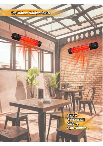 Rosse 3000W Uzaktan Kumandalı 5 Kademeli Dış Mekan Isıtıcısı Elektrikli Halojen Isıtıcı