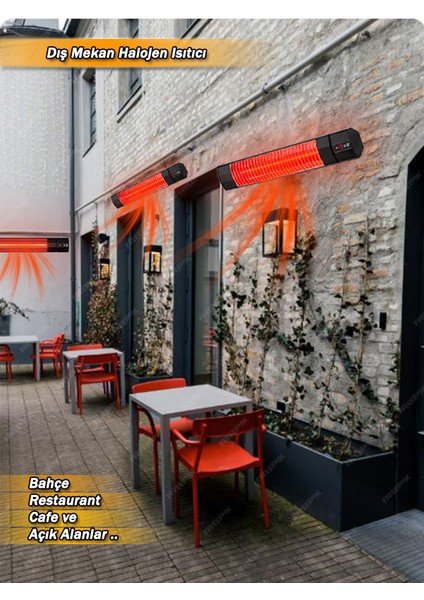 Rosse 3000W Uzaktan Kumandalı 5 Kademeli Dış Mekan Isıtıcısı Elektrikli Halojen Isıtıcı