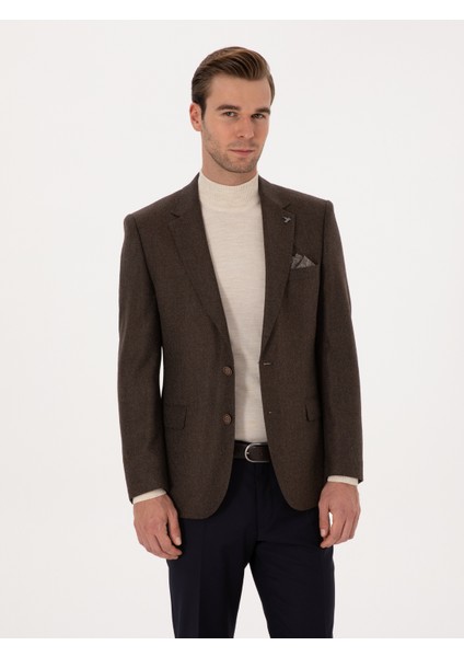 Erkek Kahverengi Slim Fit Yün Kaşmir Karışımlı Ceket 50299266-VR029 modelleri