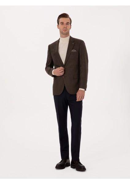 Erkek Kahverengi Slim Fit Yün Kaşmir Karışımlı Ceket 50299266-VR029 fırsatları