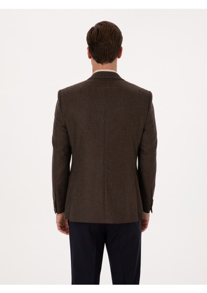 Erkek Kahverengi Slim Fit Yün Kaşmir Karışımlı Ceket 50299266-VR029 indirimleri