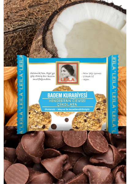 Leila Hindistancevizi & Çikolata Badem Unu Kurabiyesi 40 gr x 2 Adet modelleri