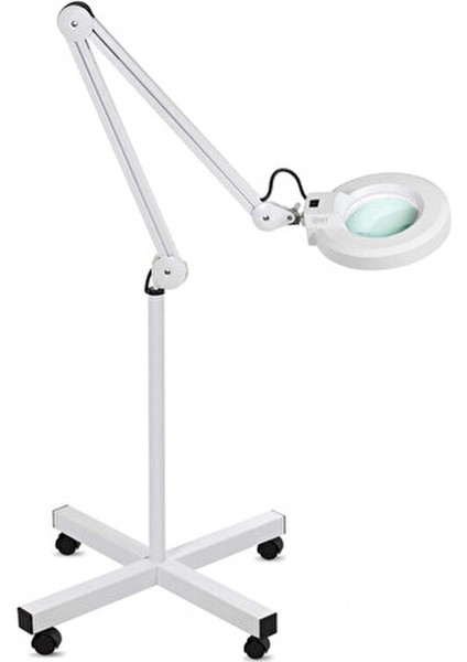 5'' LED Işıklı Ayaklı Büyüteç Beyaz Renk 5X Büyütme ile Kullanım için Uygun