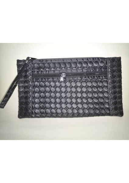 Kadın Suni Deri Fermuarlı 3 Gözlü Bilek Askılı El Cüzdanı Çantası