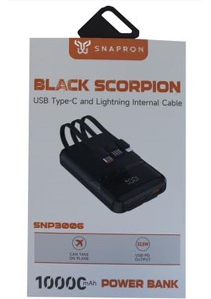 Snapmax SNP-3006 10.000 Mah Hızlı Şarj LED Göstergeli 3in1 Dahili Kablolu Powerbank fiyatları
