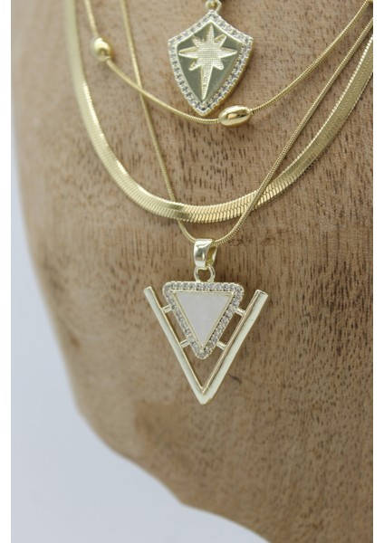 Vıp Çelik Italyan Ezme Kuzey Yıldızı ve Sedefli Kalkan Model 4’lü Kombin Kolye fiyatları