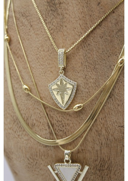 Vıp Çelik Italyan Ezme Kuzey Yıldızı ve Sedefli Kalkan Model 4’lü Kombin Kolye fırsatları