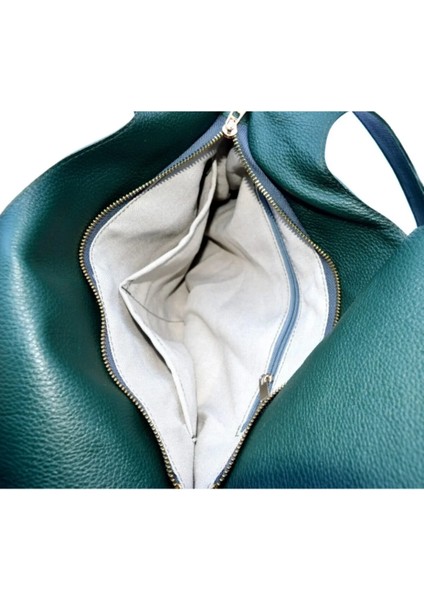 Asimetrik Model Ördek Yeşili Hakiki Deri El Portföy Clutch indirimleri