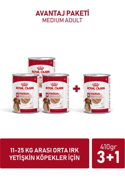 Medium Adult Konserve 3 + 1 Hediye 410 Gr