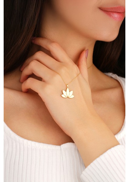 14 Ayar Altın Minimalist Lotus Çiçeği Kolye