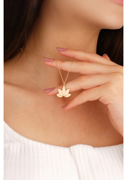 14 Ayar Altın Minimalist Lotus Çiçeği Kolye
