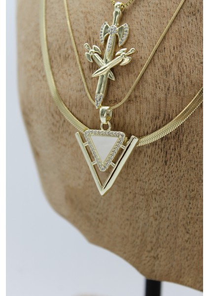 Vıp Çelik Italyan Ezme Balta ve Sedefli Kalkan Model 4’lü Kombin Kolye fiyatları