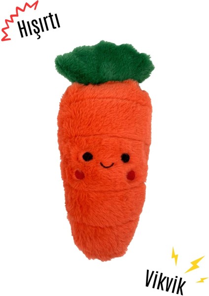 Tombik Havuç Peluş Köpek Oyuncağı | Vikvik ve Hışırtı Sesli Turuncu Köpek Oyun Uyku Arkadaşı