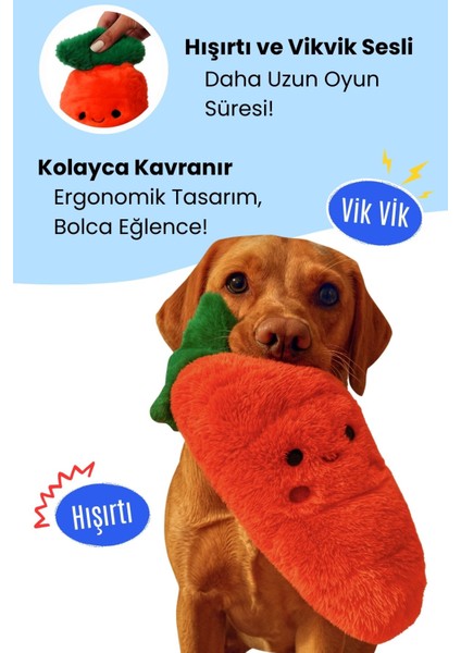 Tombik Havuç Peluş Köpek Oyuncağı | Vikvik ve Hışırtı Sesli Turuncu Köpek Oyun Uyku Arkadaşı modelleri