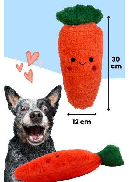 Tombik Havuç Peluş Köpek Oyuncağı | Vikvik ve Hışırtı Sesli Turuncu Köpek Oyun Uyku Arkadaşı