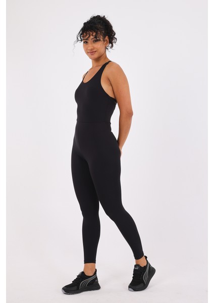 Intense Kadın Pilates Yoga Spor Tulum Siyah