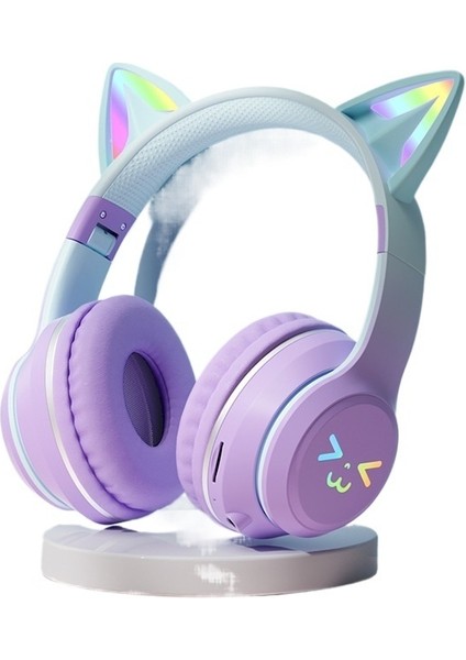 Bt612 Yeni Degrade Renkli Kedi Kulaklı Bluetooth Kulaklık Kablosuz Kafa Bandı Müzik Internet Ünlü Katlanabilir Kulaklık Mikrofon (Yurt Dışından)