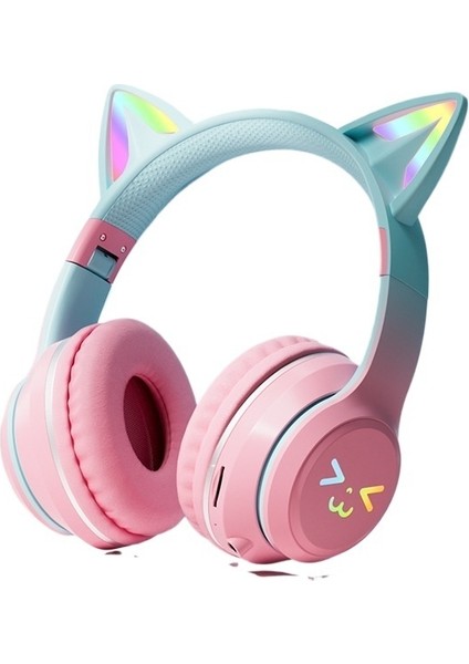 Bt612 Yeni Degrade Renkli Kedi Kulaklı Bluetooth Kulaklık Kablosuz Kafa Bandı Müzik Internet Ünlü Katlanabilir Kulaklık Mikrofon (Yurt Dışından)