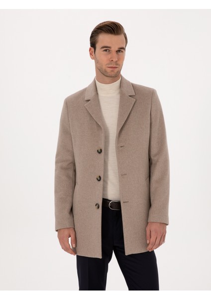 Erkek Vizon Ex Slim Fit Yün Karışımlı Palto 50314593-VR052