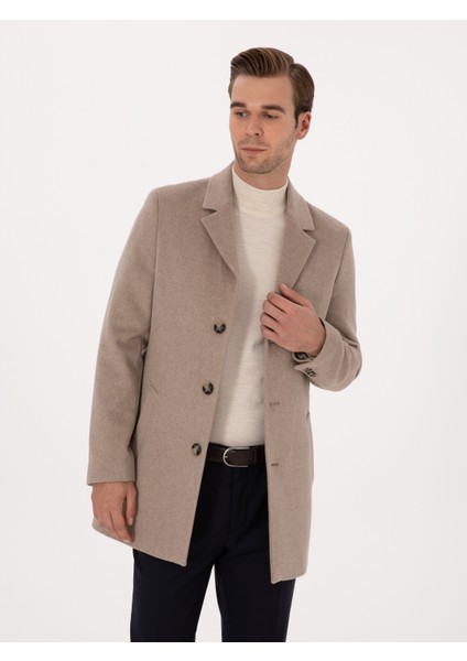 Erkek Vizon Ex Slim Fit Yün Karışımlı Palto 50314593-VR052 modelleri