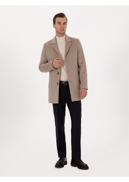 Erkek Vizon Ex Slim Fit Yün Karışımlı Palto 50314593-VR052 fırsatları