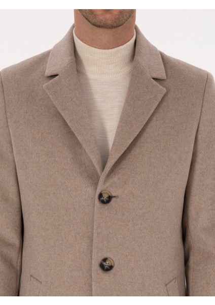 Erkek Vizon Ex Slim Fit Yün Karışımlı Palto 50314593-VR052