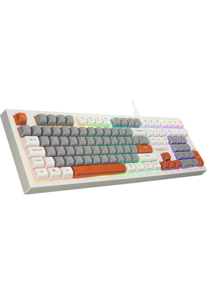 Km-77 Runa Gri/krem/kahve USB Rainbow Aydınlatmalı Sessiz Q Klavye + Mouse Set fiyatları