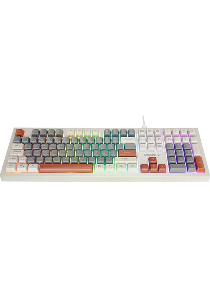 Km-77 Runa Gri/krem/kahve USB Rainbow Aydınlatmalı Sessiz Q Klavye + Mouse Set modelleri