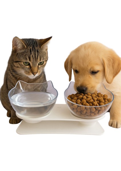 Çift Hazneli Kedi Kulaklı Beslenme Mama ve Su Kabı 350 ml fiyatları