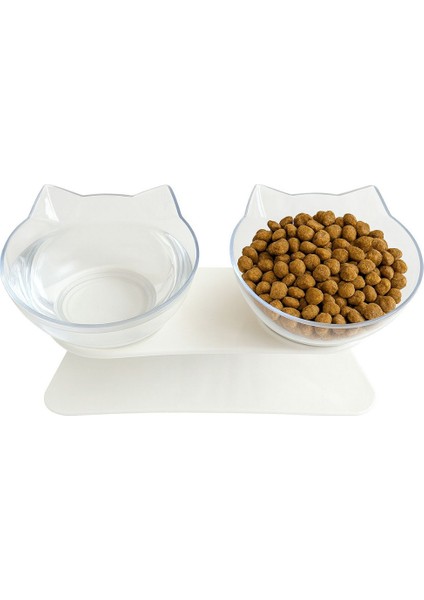 Çift Hazneli Kedi Kulaklı Beslenme Mama ve Su Kabı 350 ml modelleri
