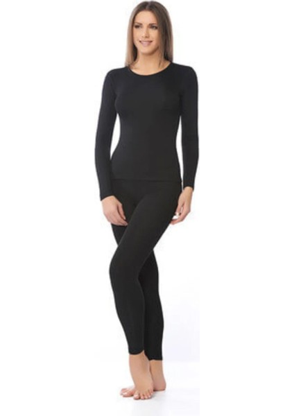 Kadın Tam Koruma Sibirya Soğukları Alev Gibi Sıcak Siyah Termal Takım