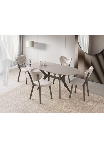 Star Capuccino Lak Panel Mutfak Masa Sandalye Takımı 82X138