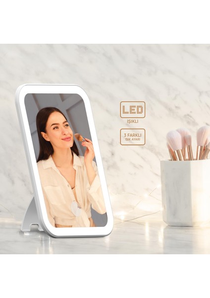 PBS510 Şarjlı LED Işıklı Makyaj Aynası Beyaz fırsatları
