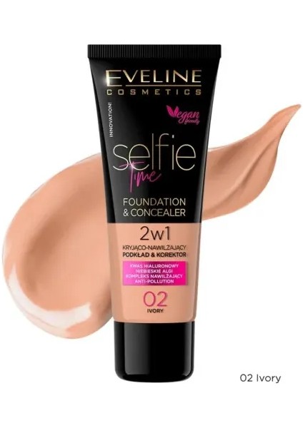 Selfıe Tıme Foundatıon & Concealer 02 Ivory 30ML-