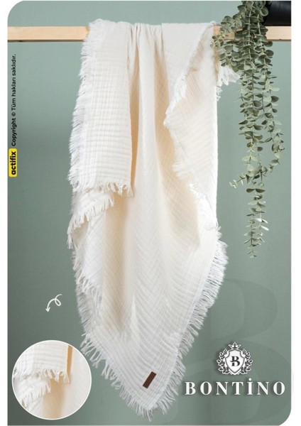 Müslin Örtü & Battaniye 4 Katlı Saçaklı %100 Pamuk Ekstra Yumuşak ve Nefes Alabilir