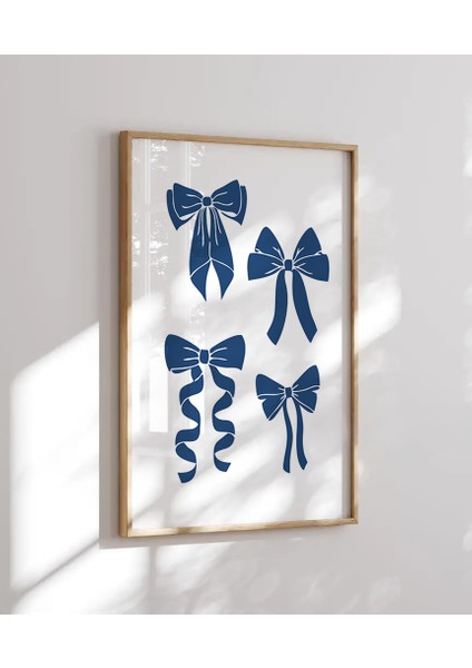 (Çerçevesiz) Blue Cherry Bow Coquette Çerçevesiz 3'lü Poster Seti Mavi fırsatları