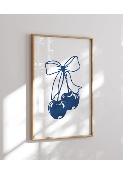 (Çerçevesiz) Blue Cherry Bow Coquette Çerçevesiz 3'lü Poster Seti Mavi indirimleri