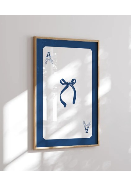 (Çerçevesiz) Blue Cherry Bow Coquette Çerçevesiz 3'lü Poster Seti Mavi