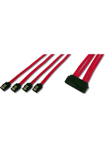 Serial Attached Scsı (Sas) Bağlantı Kablosu, Sas 32PIN - 4 x 7pin Sata, 0.50 Metre, Cu, AWG26, 2 x Zırhlı, Erkek / Erkek, Ul, Metal Mandallı